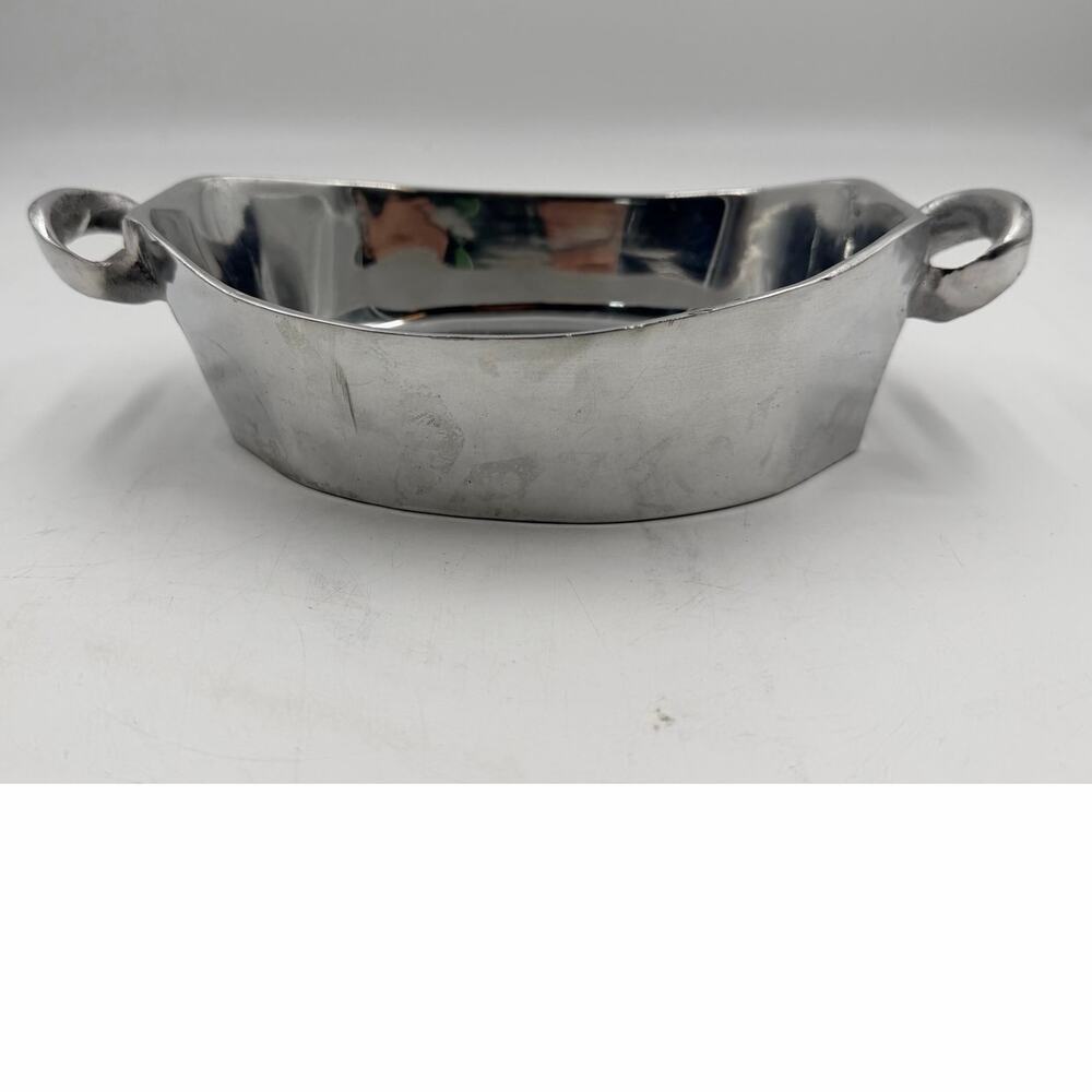 Vintage Hand Made Mexico Aluminum Metal Serving Bowl 7.5”x 5.5”